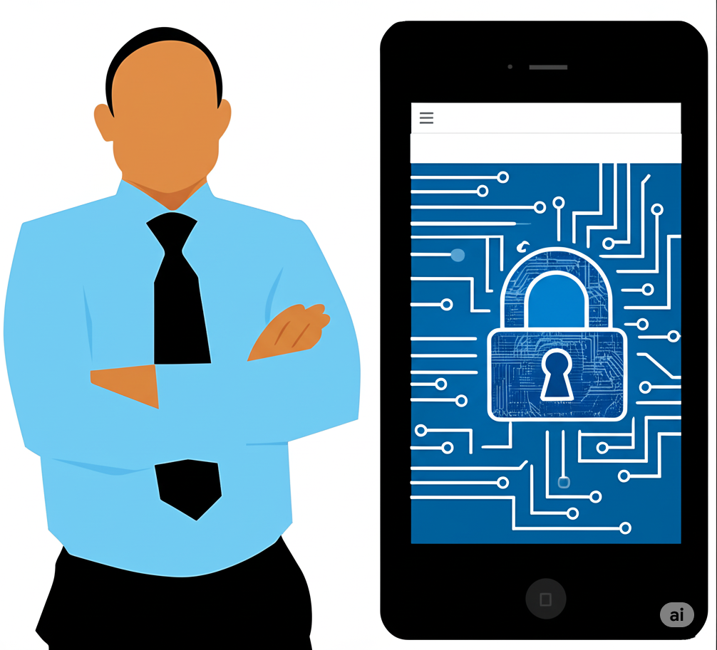 Cyber security awareness and protection graphic.